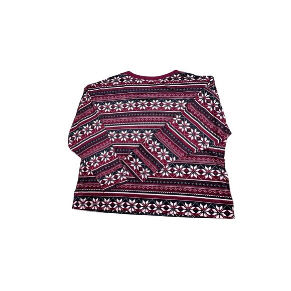 Nautica Womens Size XXL 2X Pajama Set Nordic Print Cotton Blend Red Navy Fleece - Picture 10 of 16